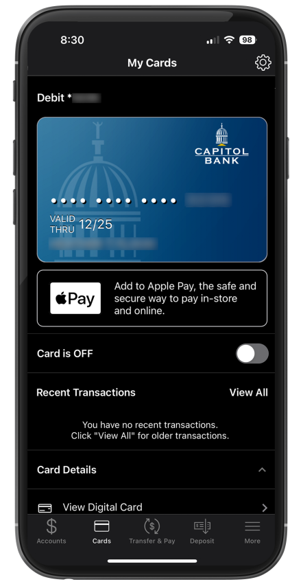 mobile device screen of mobile app