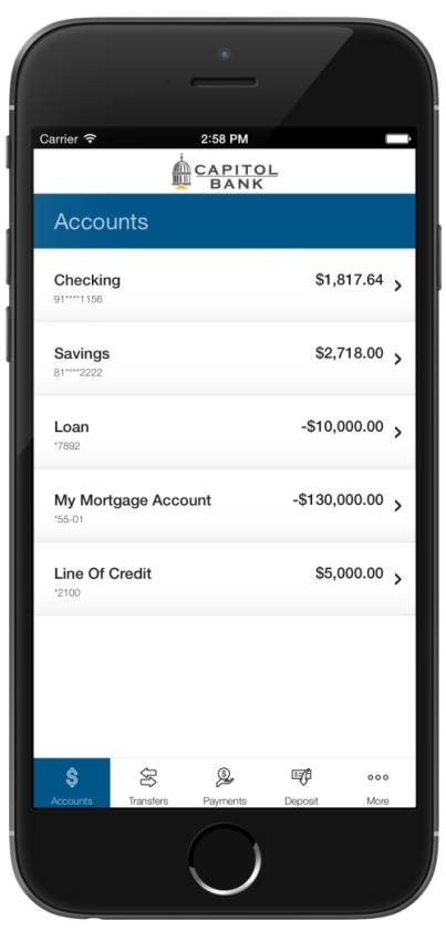 mobile device displaying app screen