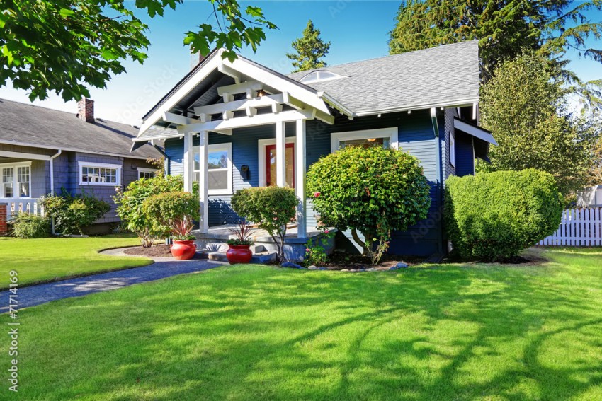 exterior of blue house